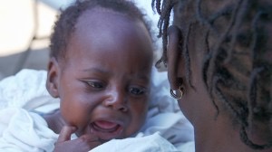 Baby Kevinson cries March 14, 2014 during a Hotes Foundation mission to Haiti.
